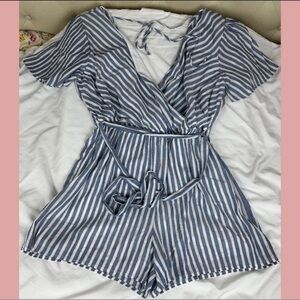 mi ami francescas womens plus size devin striped front tie romper.